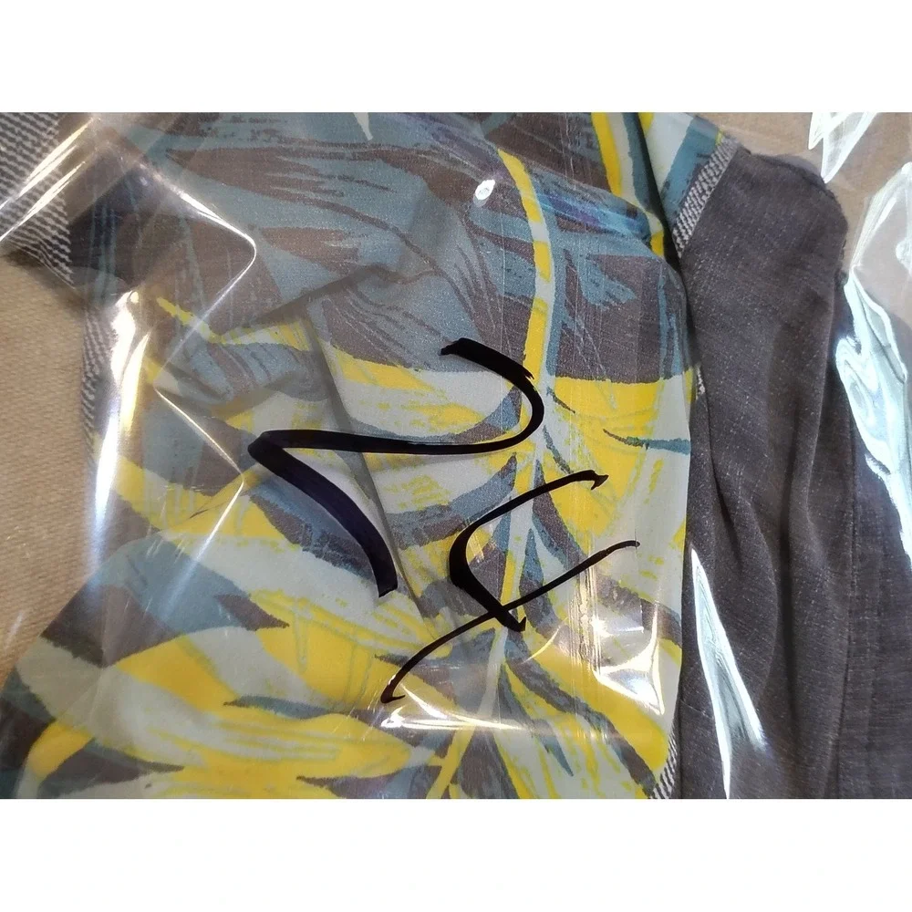 ONeill Mens Board Shorts Size 34 Gray Yellow‎ Tropical Palm Print Swim Trunks 24